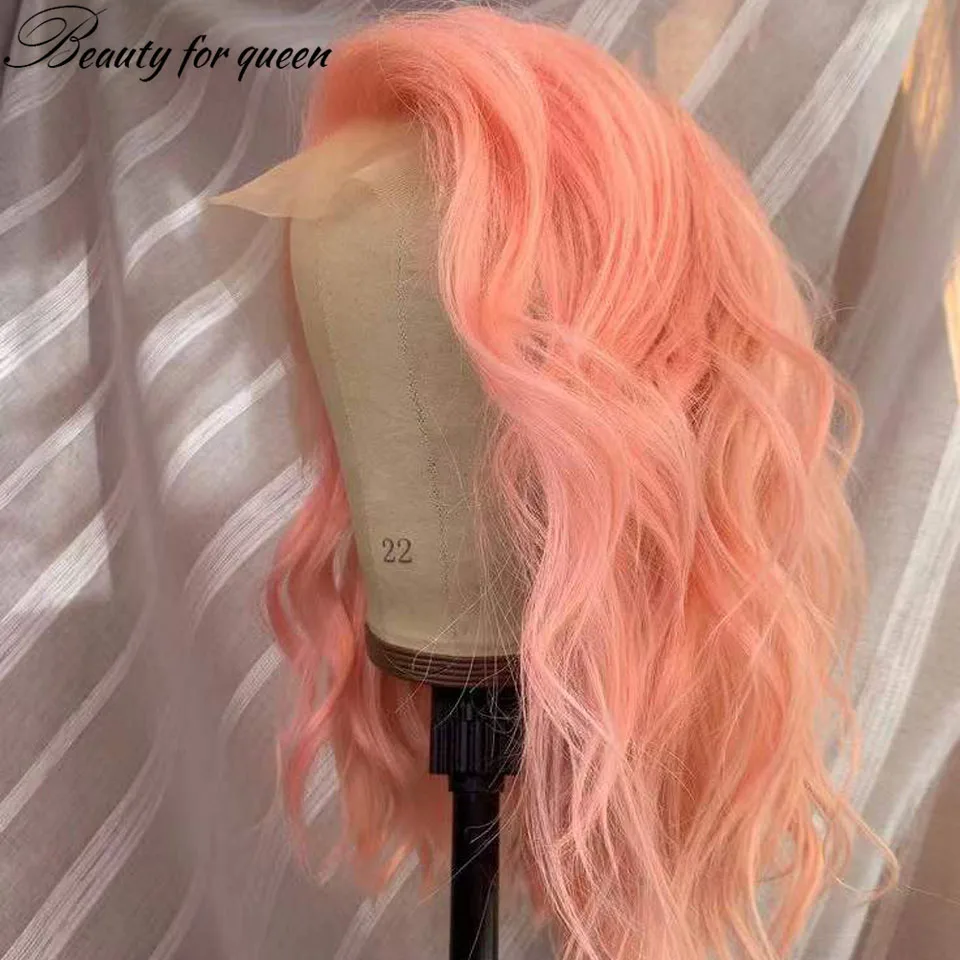 ピンクボブウィッグ人毛ボディウェーブレースフロントウィッグ180%密度13x4レースフロントウィッグ人毛プレプラッキング済み人毛100%