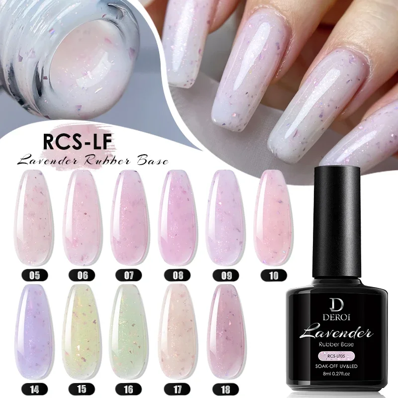 DEROI Melkwit Naakt Rubberen Basis Nagelgel Polish voor Nail Art Glitter Roze UV Gel Semi Permanent voor Manicure Nagelbenodigdheden 8ml