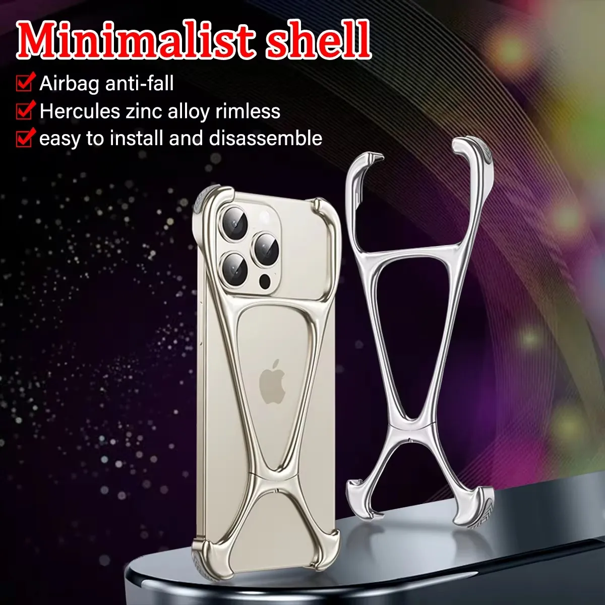 

High quality zinc alloy hollow cooling case for iPhone 14 13 15 Pro Max shockproof frameless metal fall protection cover