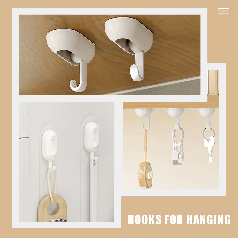 

2 Pcs No Punching Sticky Hooks ABS Self Adhesive Wall Hooks Bathroom Decor Clothes Hanging Modern Smooth Surface Storage