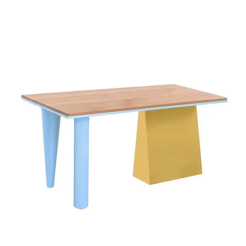 

Colored solid wood dining table Eating table Dopamine rectangular table Designer negotiation table Workbench