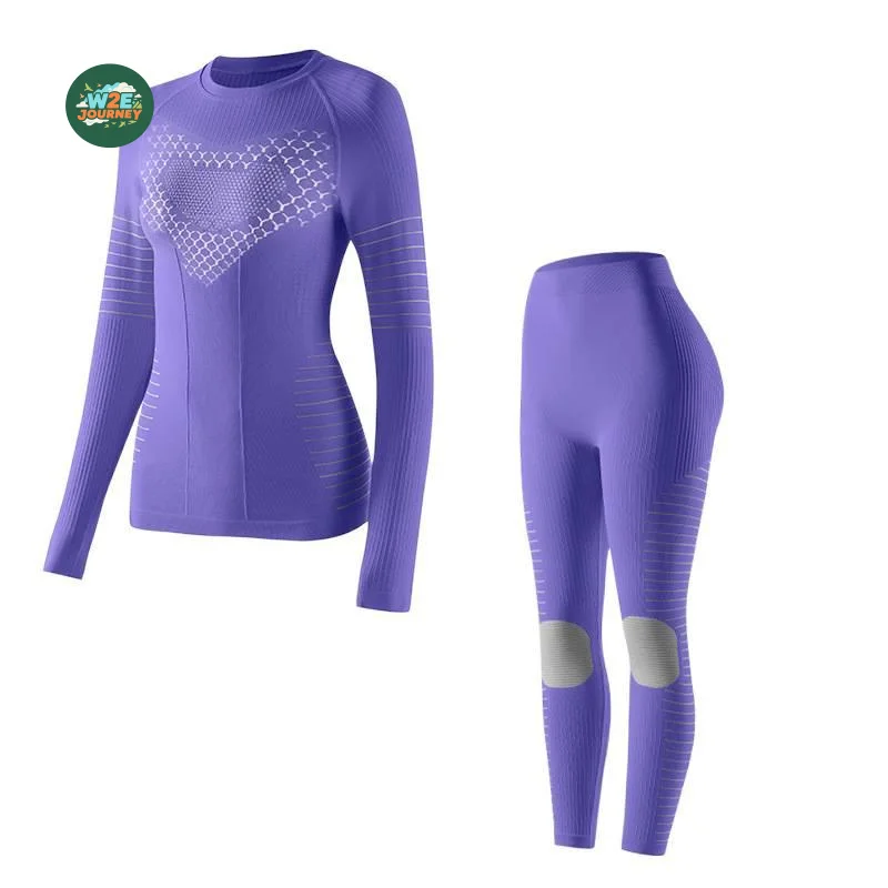 W2EJOURNEY Top Quality Sports Ski Underwear Women Sweat Wicking Warm Compression Clothing Tight Quick-drying Ski Suit Set