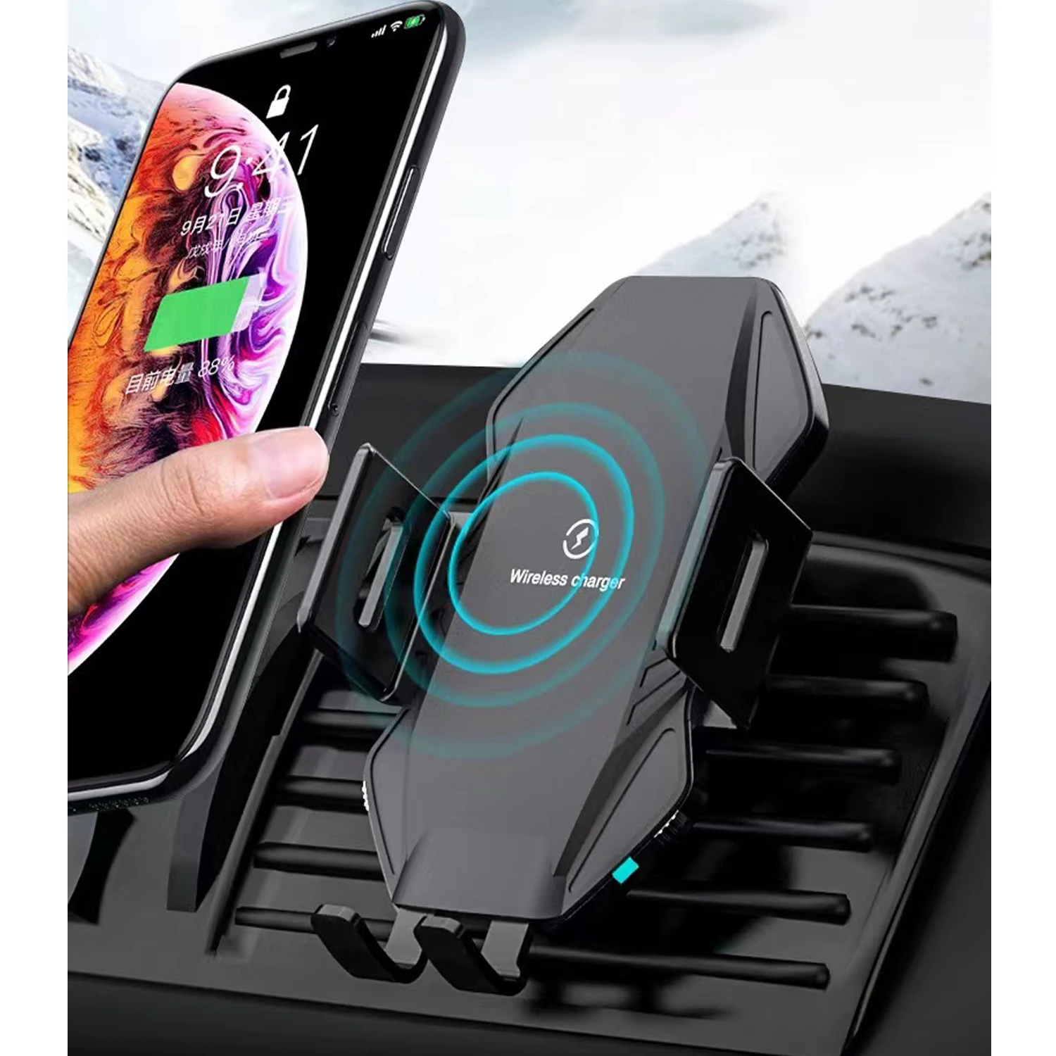 15W Fast Charging Auto Clamping Wireless Car Charger  Phone Mount Phone Holder for iPhone 16 15 14 13 12 11 Pro Max