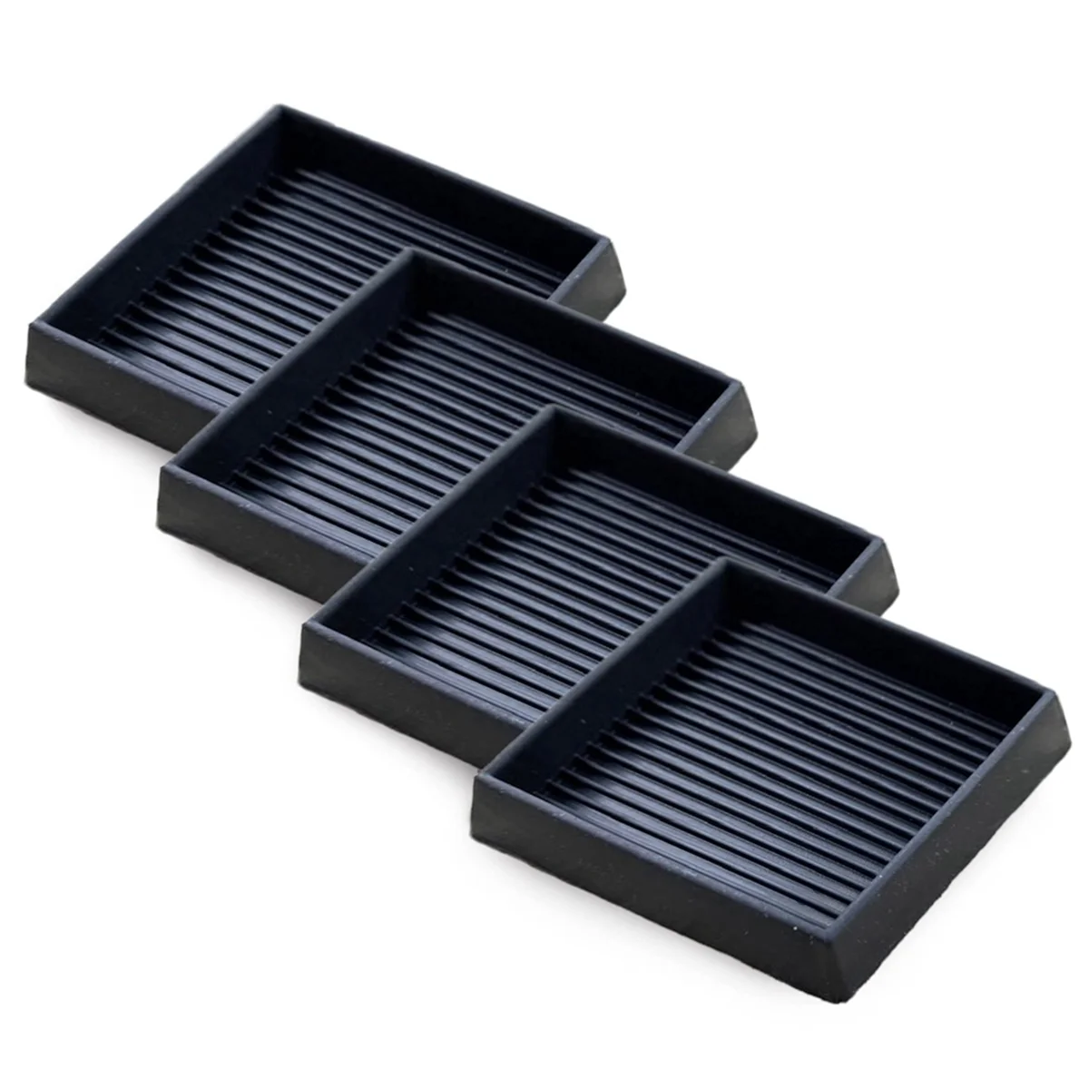 4Pcs Anti- Furniture Pads- 4x4In Square Rubber Anti Skid Caster Cups, Leg Coasters-Couch, Chair, Bed Stoppers