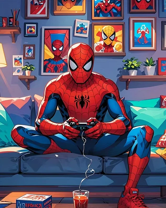 

Spider-man Play Video Games 500/1000/1200/2000 PCS Jigsaw Puzzles Family Activity Games for Gameroom Bedroom Home Decor