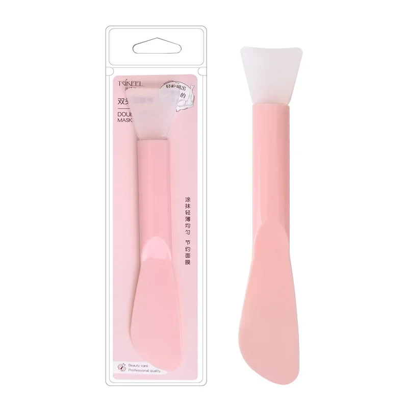 Brochas de maquillaje, cepillo para máscara Facial de doble cabezal, cepillo mezclador de barro de silicona rosa, aplicador de licuadora, herramientas cosméticas de belleza para el cuidado de la piel