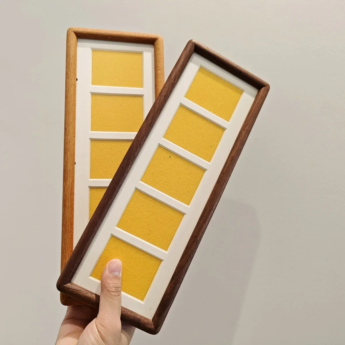 Solid Wood Photo Frame Display Stand DIY 5-Grid Couple High-grade Walnut/Teak Wood Wedding Picture Frame Home Decor Desktop Gift