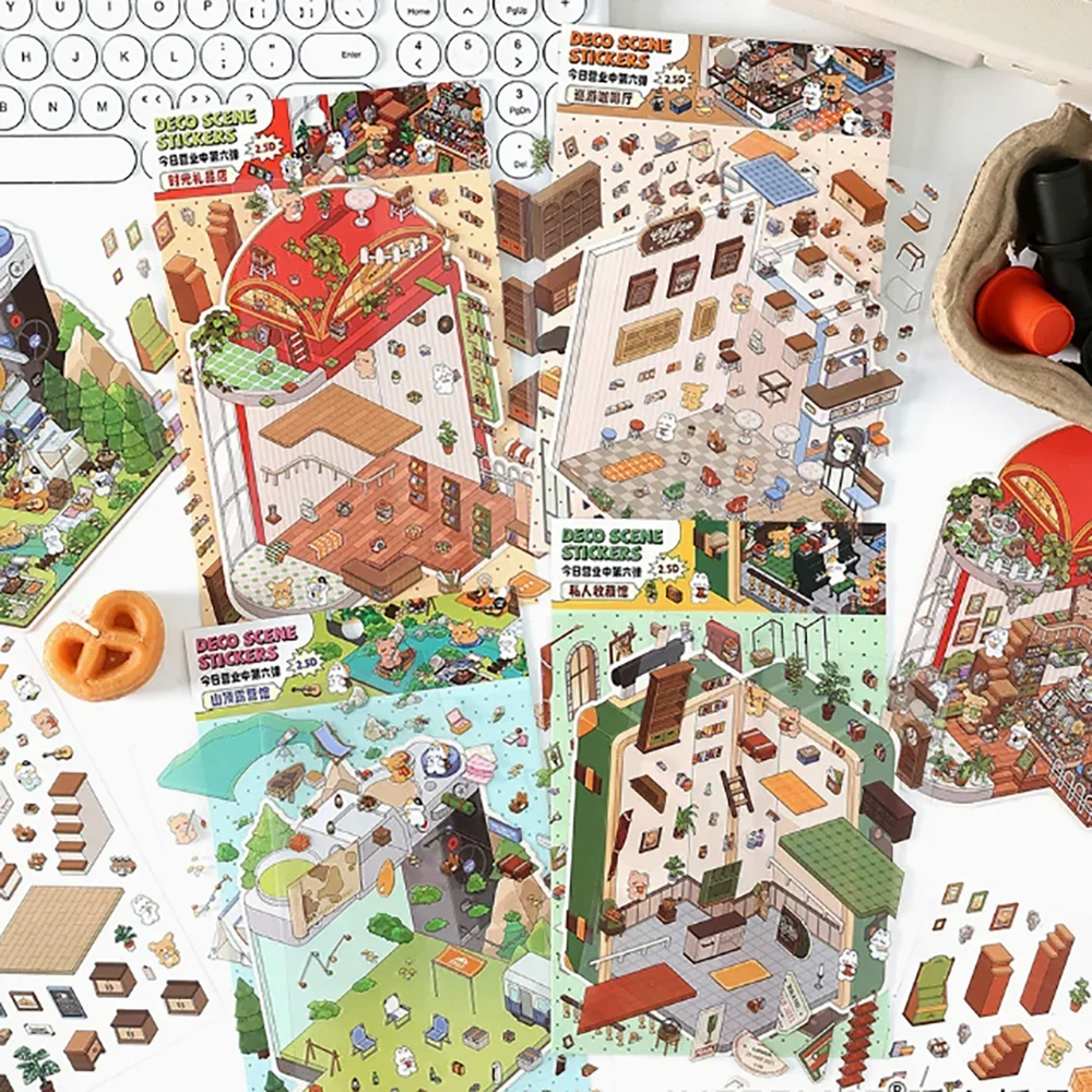 Creative 2.5D Landscape Stickers DIY Handmade Tent Landscape Decoration Stickers