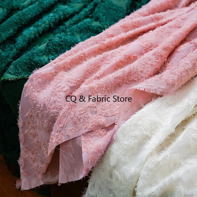 

Elegant Chiffon Fabric With New Soft Tassel Design For Wedding And Party Dresses Sewing Cloth 1 meter