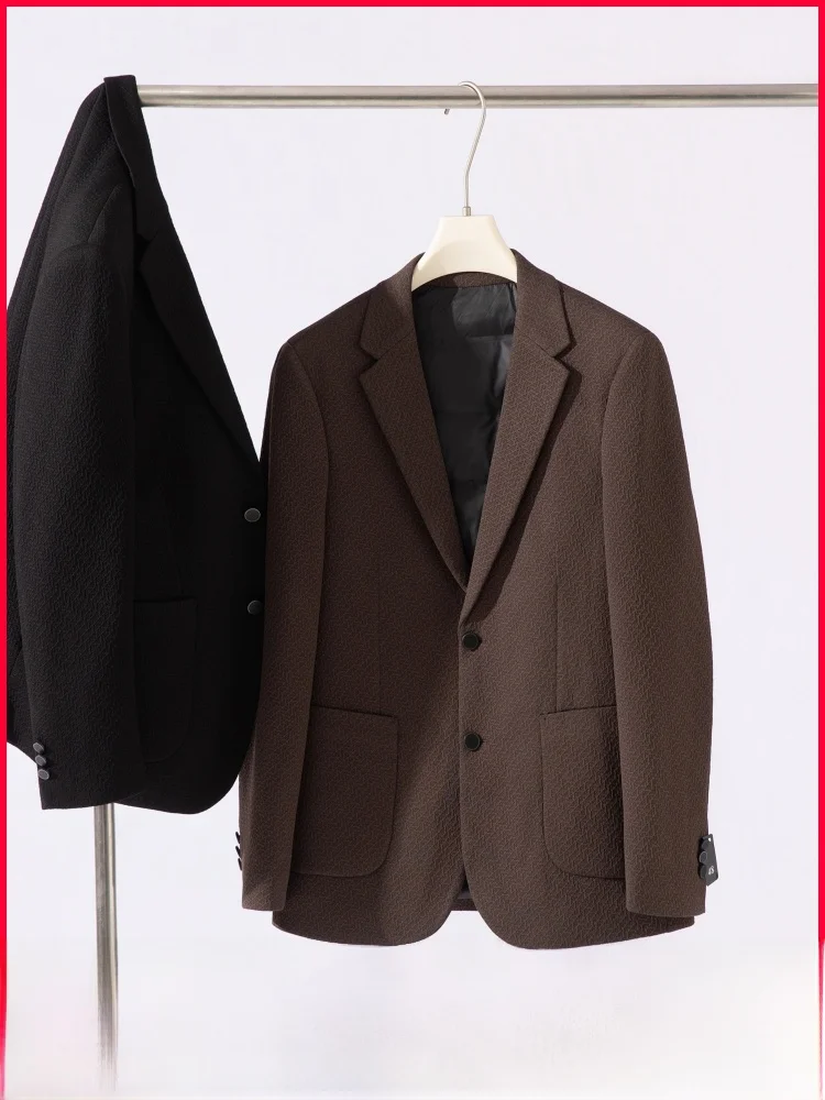 

Men's Casual Winter Busin Commute Warm Du down Jaet 90 Fill Power Polyester Fiber ell Button up Coat Sli