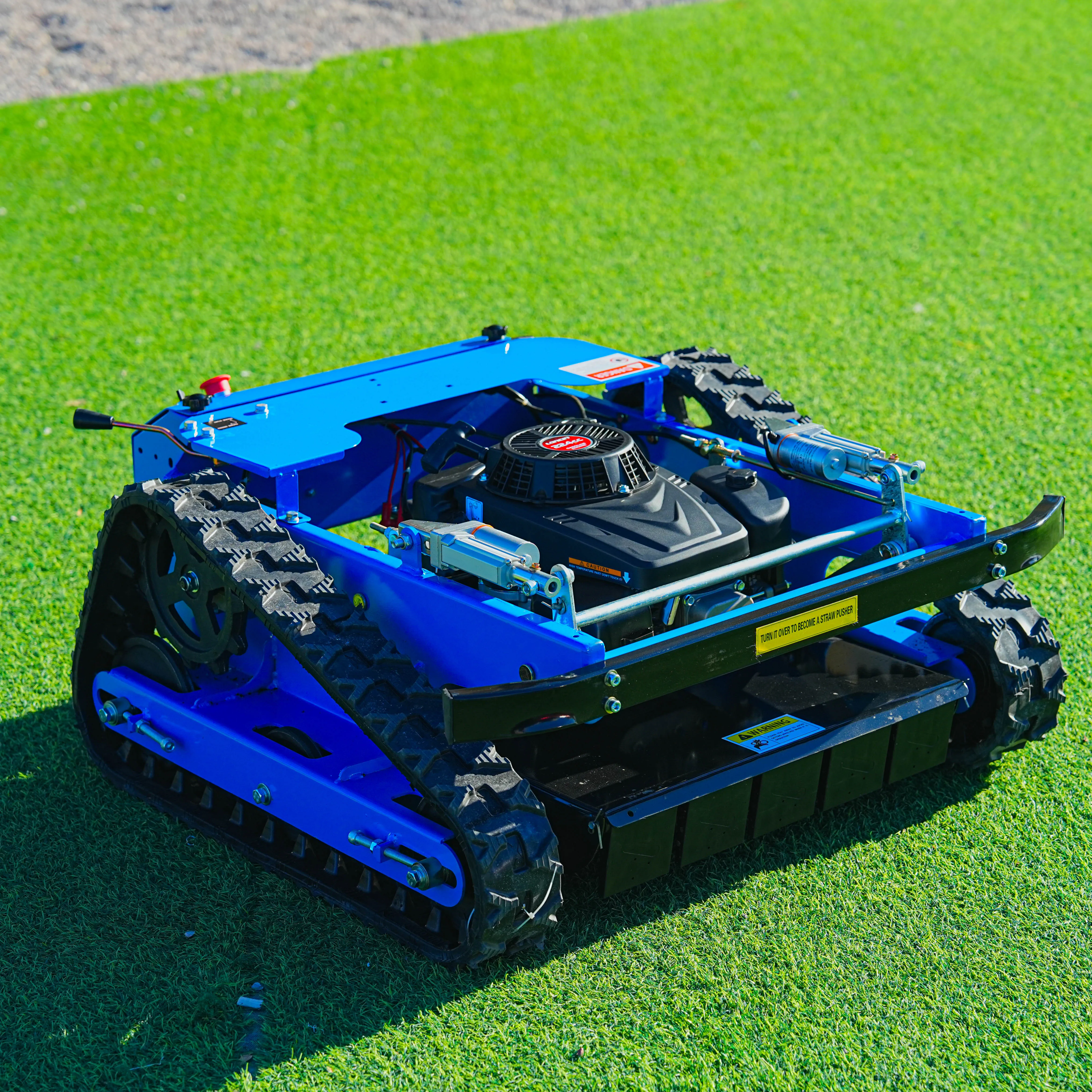 Customized Electric-start Remote Control Lawn Mower Mini Rc Robot Lawn Mower With Snow Plow Attachments