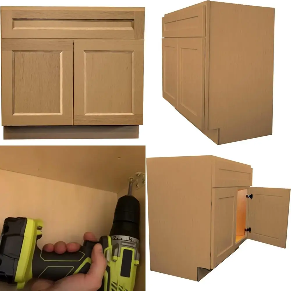 خزانة زينة بقاعدة حوض قشر 36 بوصة مع عمق 21 بوصة وارتفاع 34-1/2 بوصة للتجميع