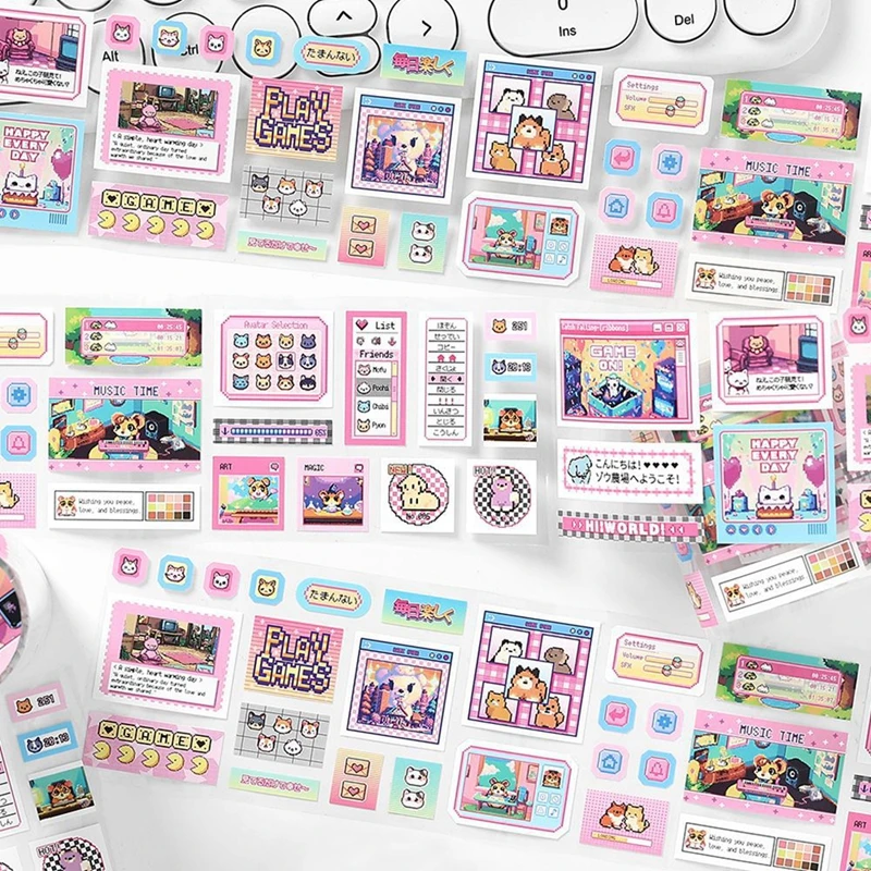 Ins милый пиксельный остров серии украшения клейкая лента девушка сердце справочник DIY Скрапбукинг журнал коллаж материал наклейки