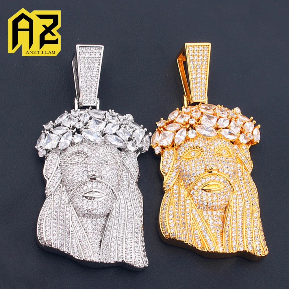 

AZ Hip Hop Classic Jesus Pendant Necklaces For Men Women Bling Zircon Jewelry Free Shipping