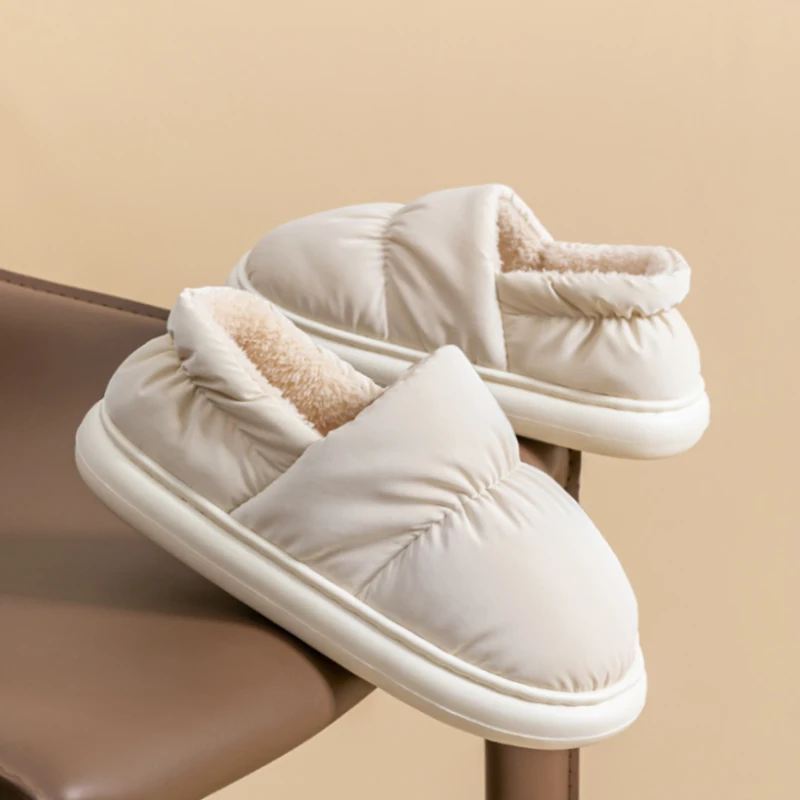 

Package Slippers Women's Winter Indoor Non-Slip, Plush Fleece Lined Warm Comfortable Slip-On Closed-Toe Furry House Shoes