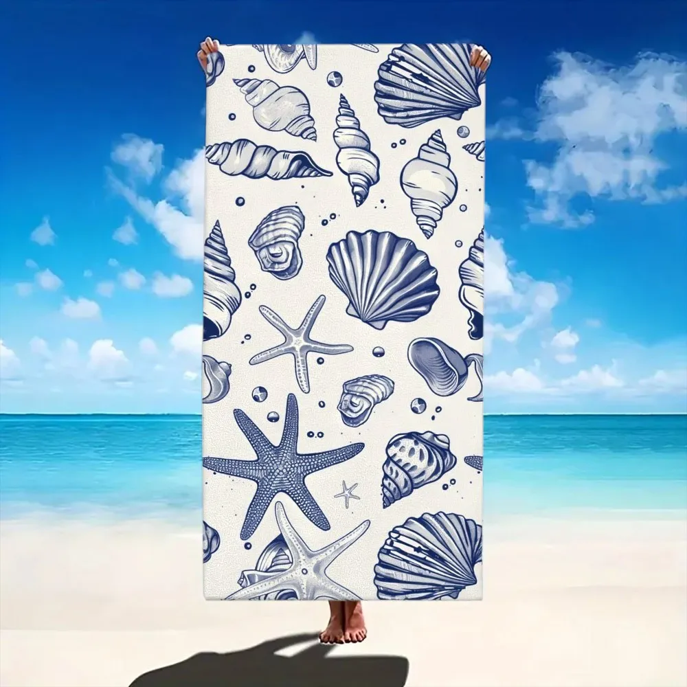

1pc Super Soft Ocean Theme Beach Towel, Polyester Fabric, Machine Washable, Suitable for Pool Beach Decoration