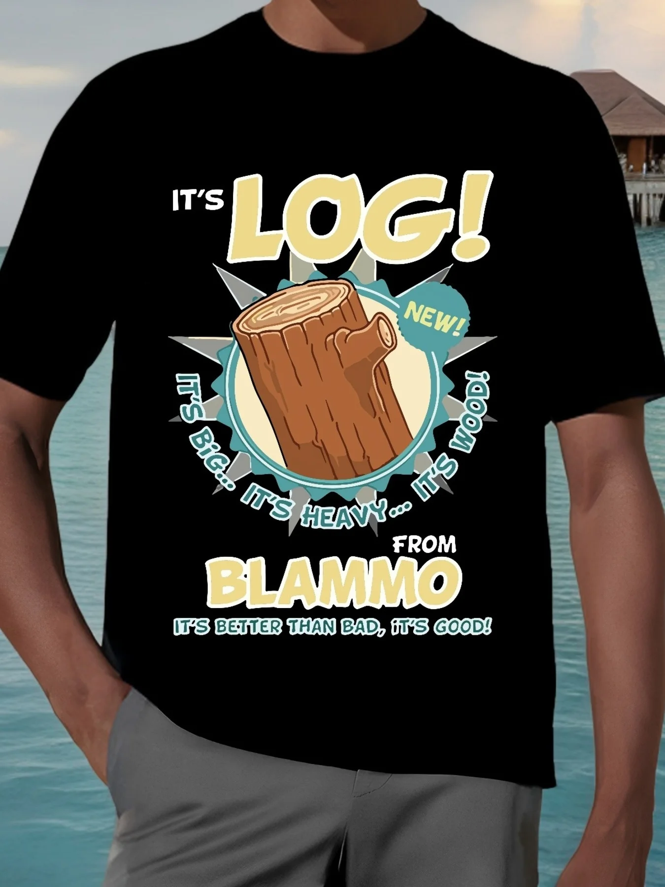 

[Funny Ren And Stimpy] Ren And Stimpy Log! funny Men’s Short Sleeve Graphic T-shirt Collection black PR 339219
