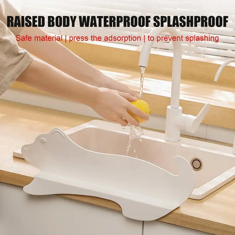Sink Splash Guard Puppy Design Silicone Faucet Splash Guard With Suction Base Cute Water Splash Guard For Kitchen Bathroom