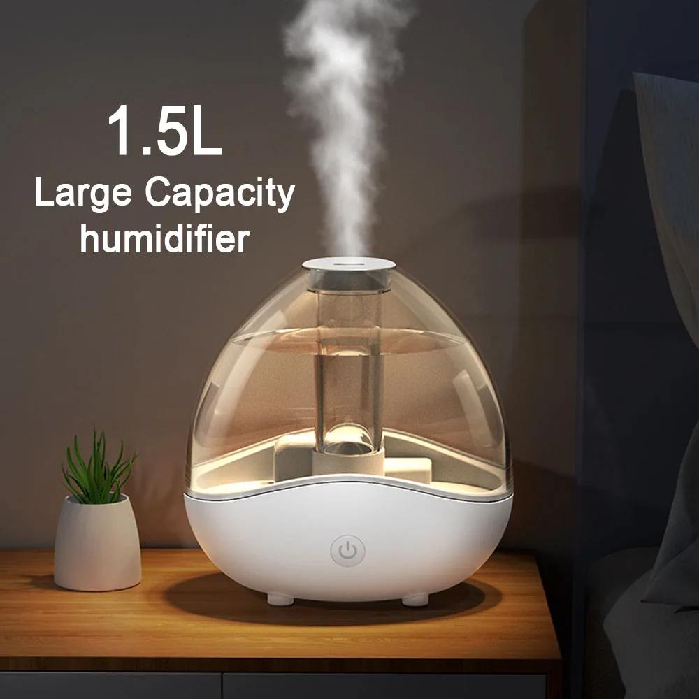 

Ultrasonic Air Humidifier Desk Humidifiers LED with Removable 1.5L Water Tank for Baby Nursery and Office