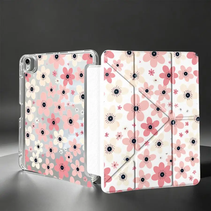 Blush Pink Floral Tablet Case For Samsung Galaxy Tab S10 Lite A9 Plus S8 A11 A8 S7 FE S9 Plus With Pen Slot Cover