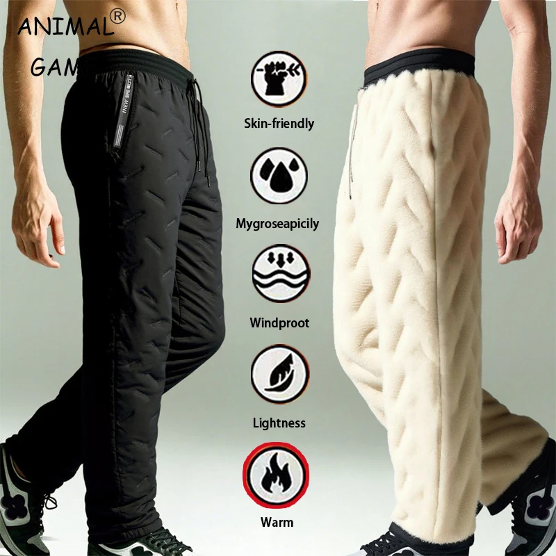 Animal Game Winter Plush Thick Fleece Waterproof Casual Pants Outdoor Windproof Warm Trousers Lambswool Thermal Sport Sweatpants