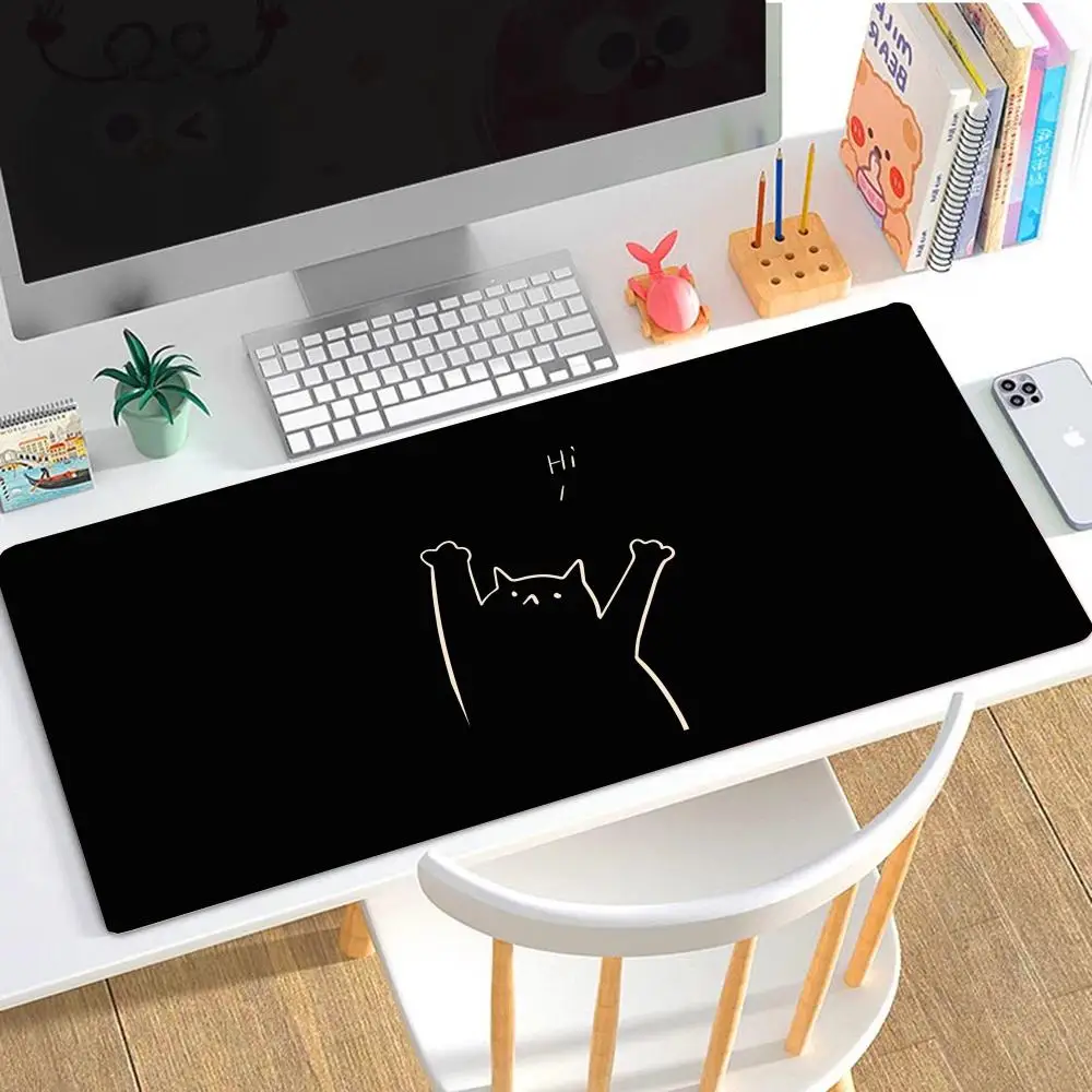 Tappetino per mouse simpatico cartone animato gatto nero Tappetino per tastiera grande Tappetino per mouse da gioco per laptop per ragazze
