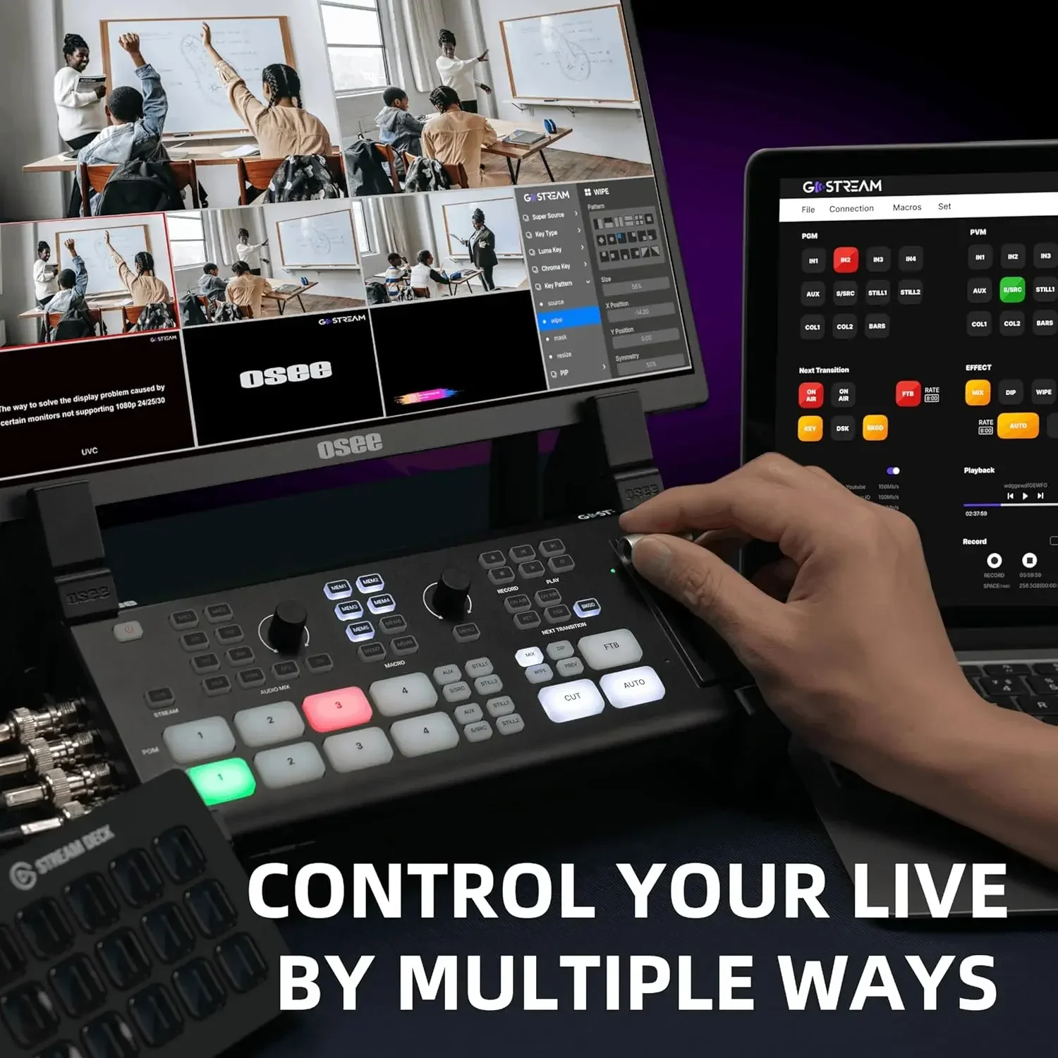 Stream Video Mixer Switcher SDI  Multiple  SD Record NDI HX Support Photo Studio Accessories