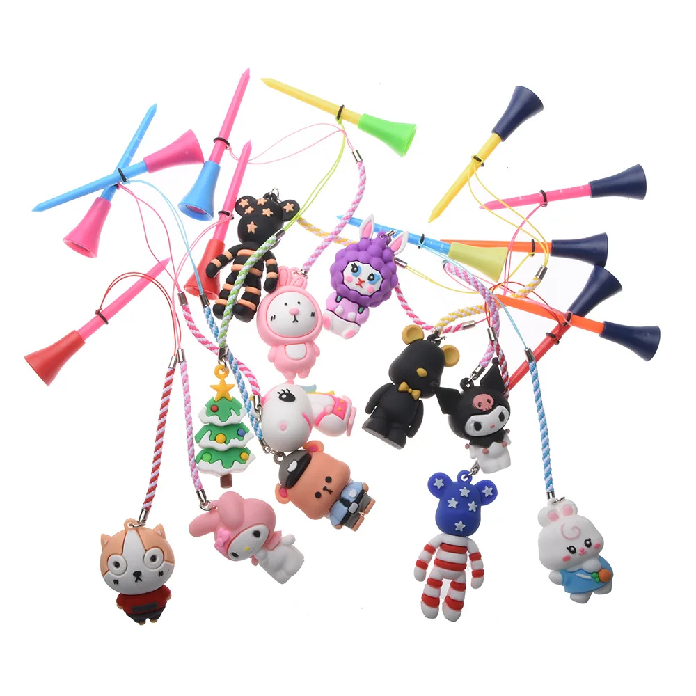 

10 Pcs/set Cartoon Golf TEE, Plastic Golf Ball Holder, with Prevent Loss Rope, PVC Material, Optional Pattern (If no Send Random