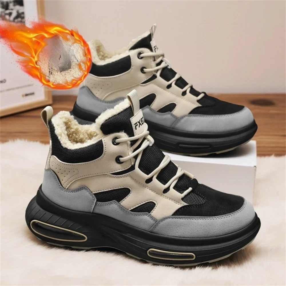 

Winter Men's Boots Warm Plush Snow Boots Warm Comfortable Anti Slip Outdoor Short Boots Lace Up Non-slip Men Shoes Zapatos