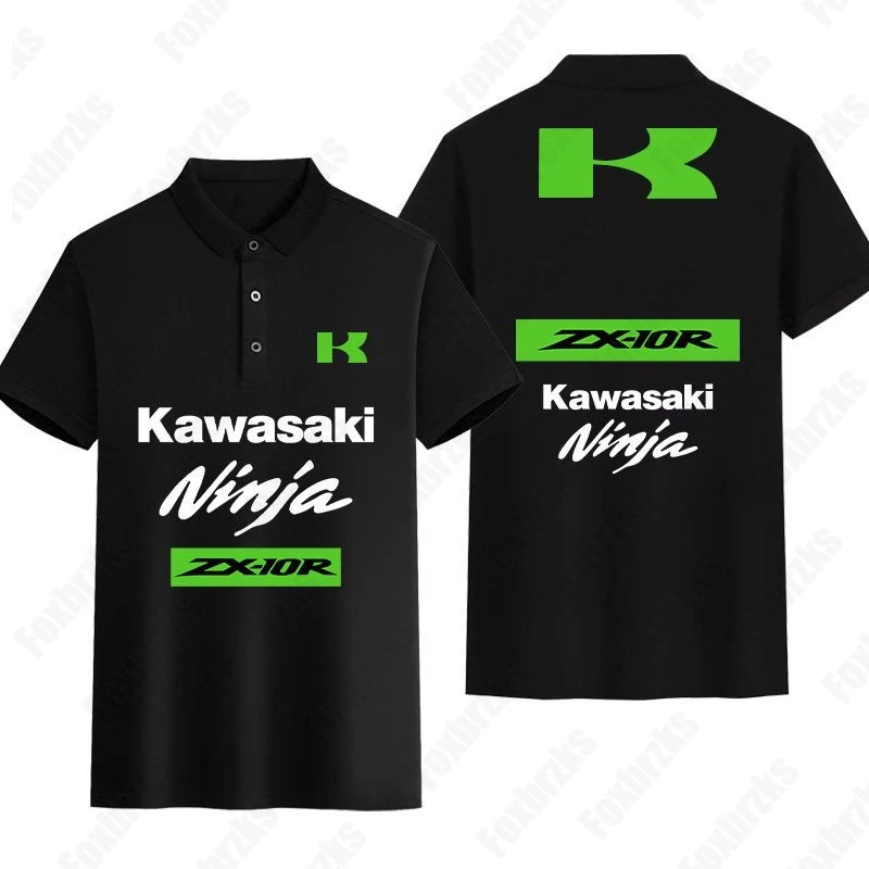 

2024 New Summer Men Women Polo Shirt Kawasaki Team Racing Green Logo Printed Heavy Motorcycle Cycling Suit KID/Adult Casual
