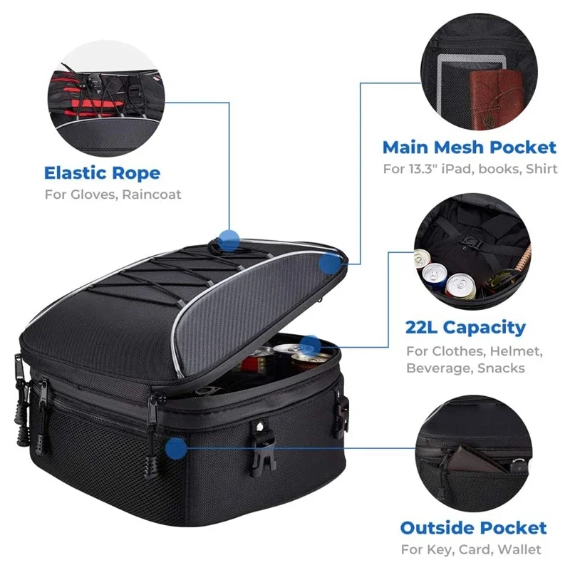 

Waterproof Motorcycle Backpack Moto Tail Bag Motorcycle Rear Seat Bag Large Capacity Motorbike Rider Suitcase