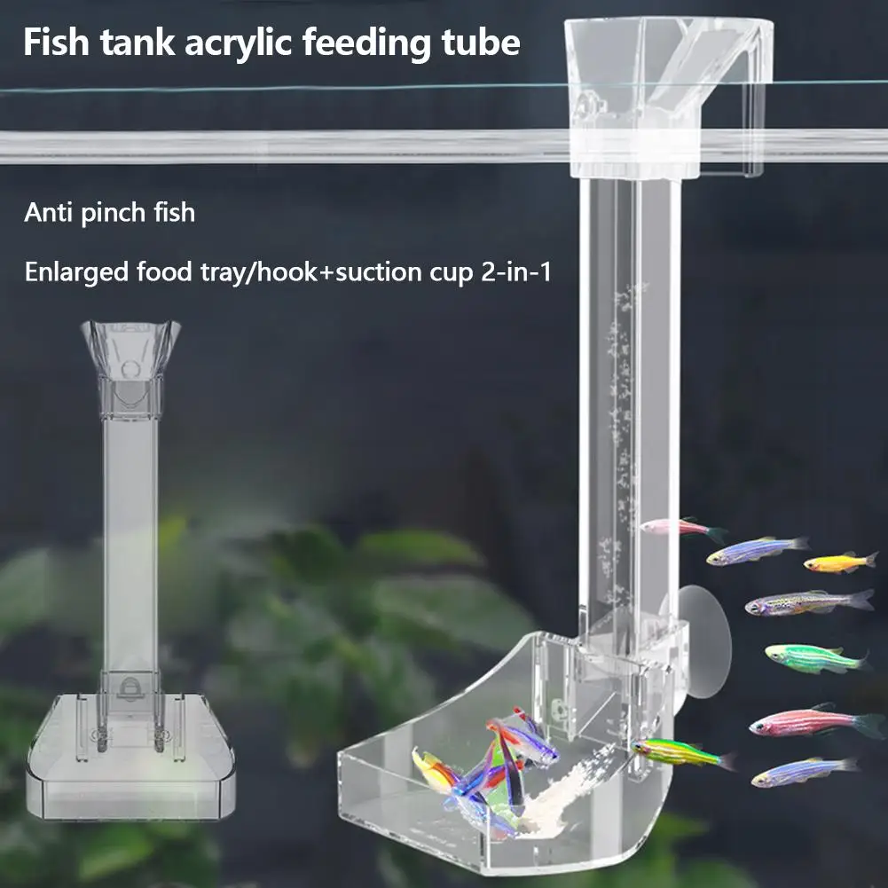 Acrylic Aquarium Feeding Tube Anti-stuck Fish Design Feeder Fish Farming Fish Transparent 21/29/35cm Supplies Aquatic R9R2