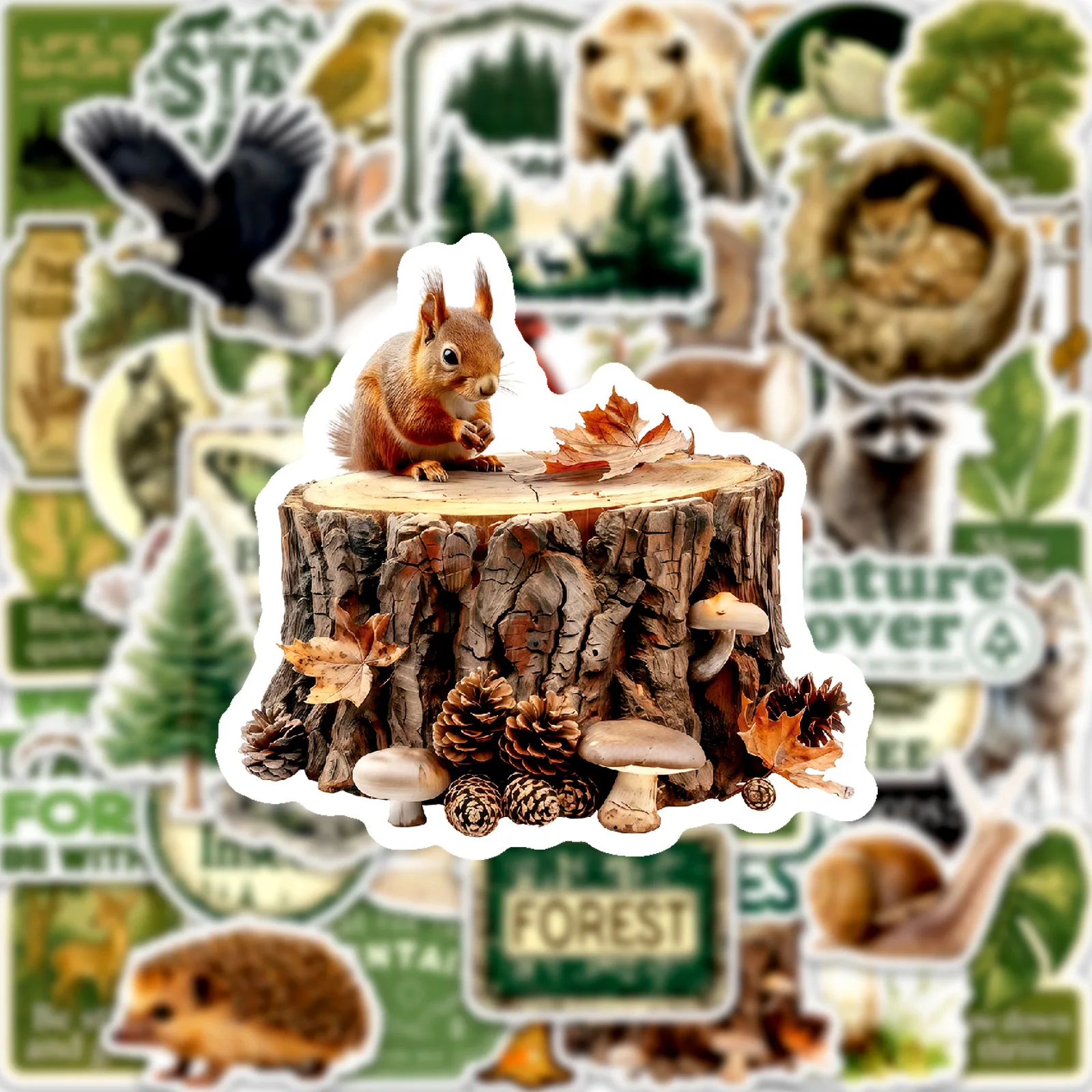 

50PCS Retro Forest Animal Stickers DIY Decoration Luggage Skateboard Phone Case Notebook Decoration Toys Gifts Waterproof Decals