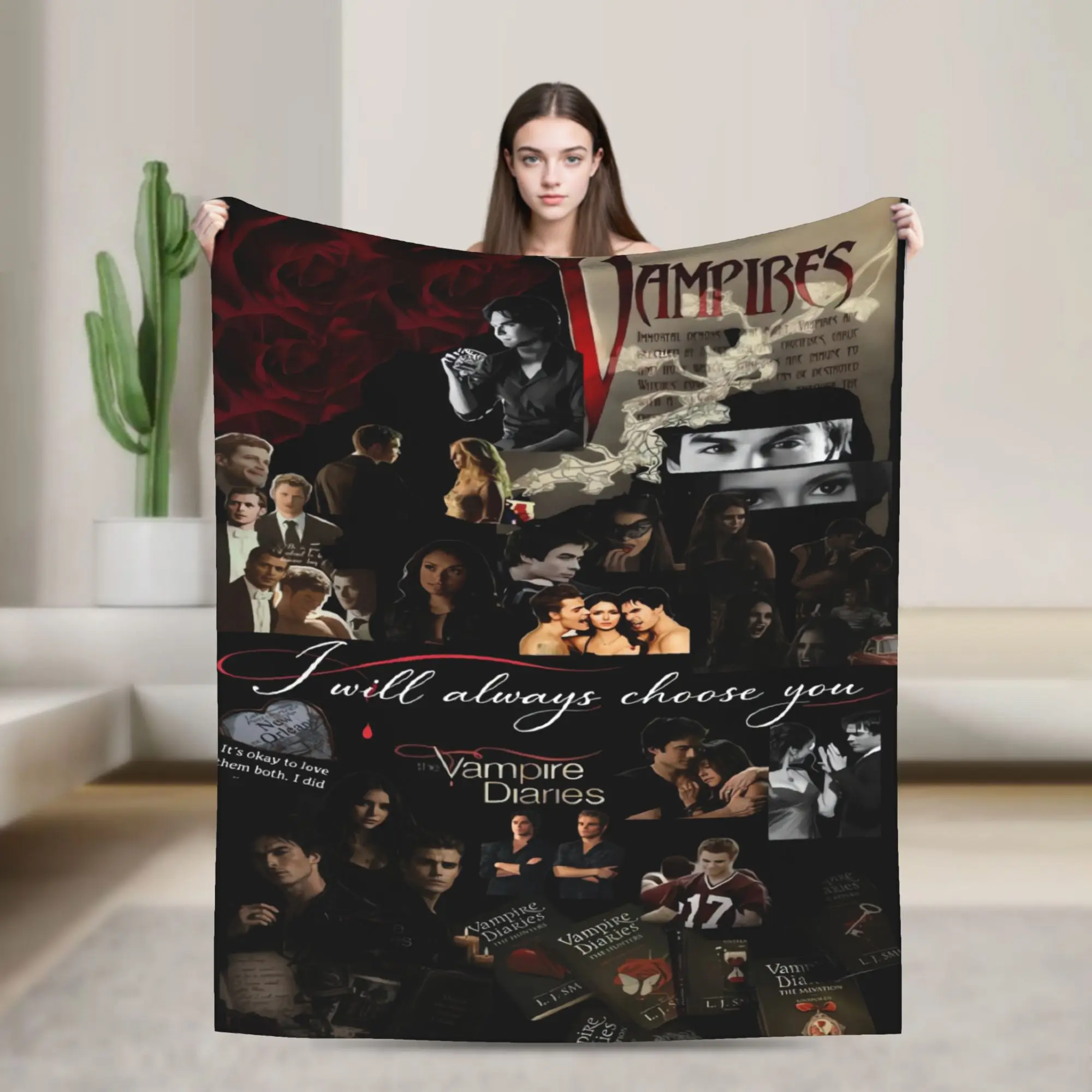 Red Tone Character The Vampire Diaries Warm Soft Blankets  Kids Adult Plush Throw Blanket Flannel Bedspread Sofa Bed Cover