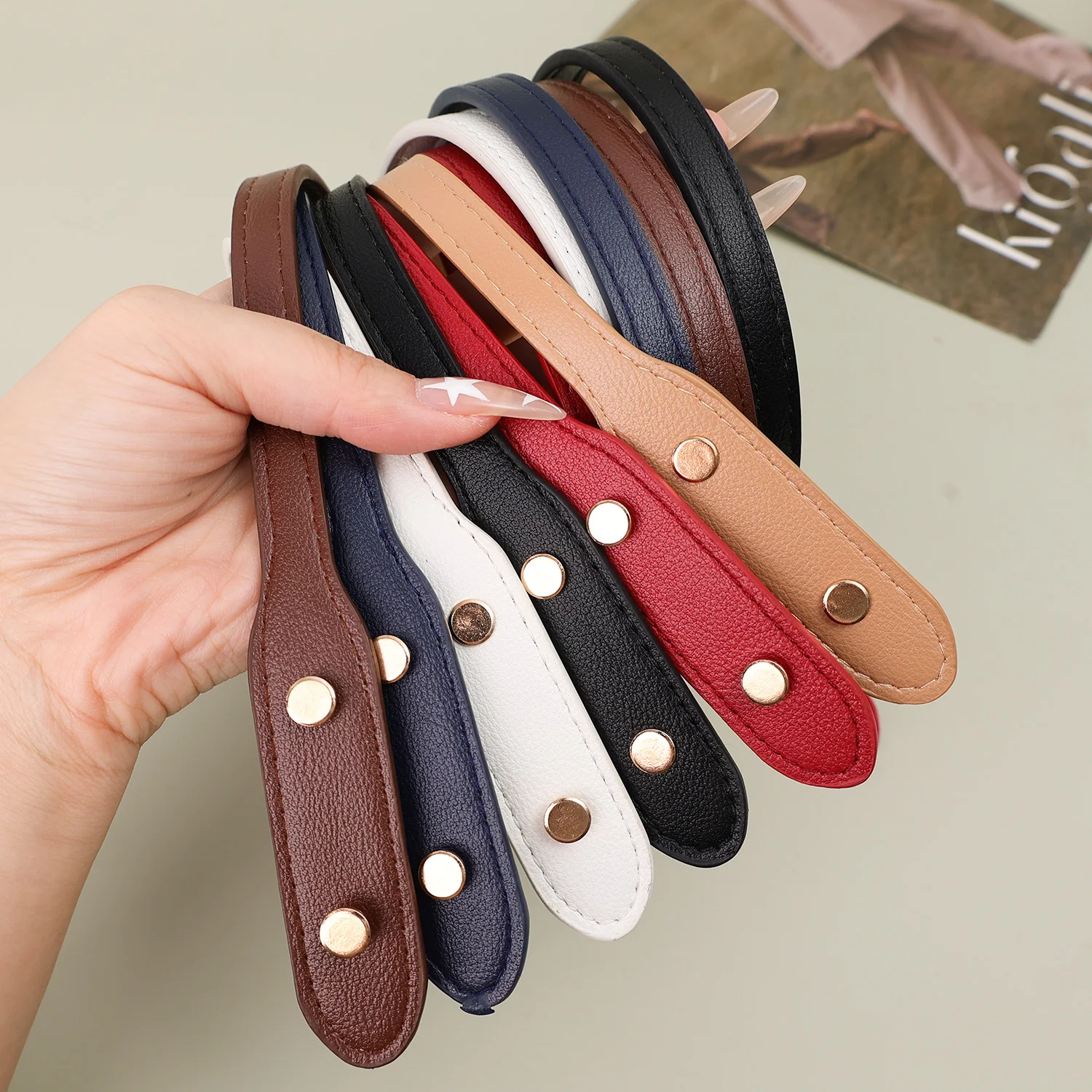 Cinghie per borse in pelle PU da 2 pezzi 73 cm con rivetti Cinghie per borse a tracolla staccabili Cinghie di ricambio per borse fai da te Accessori per marcatura