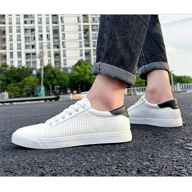 

Весенне-летняя мужская повседневная обувь на плоской подошве, мягкая дышащая брендовая мужская обувь, крутые уличные белые туфли в молодежном стиле, большие размеры 45, D461
