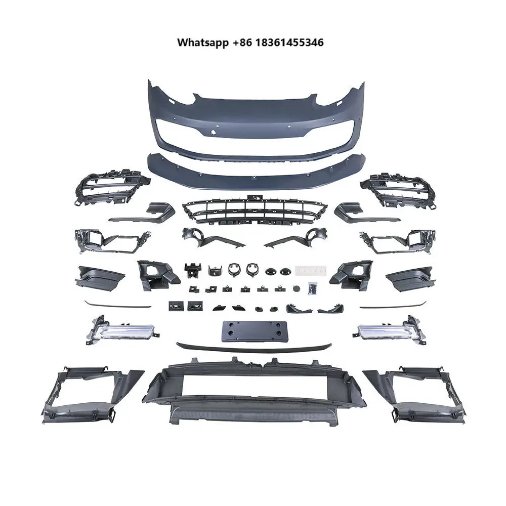 

km Facelift 2014-2016 for for 970.2 to 971.1 GTS Front Bumper Assembly with Bumper Lights PP Material Bolt-On Upgrade
