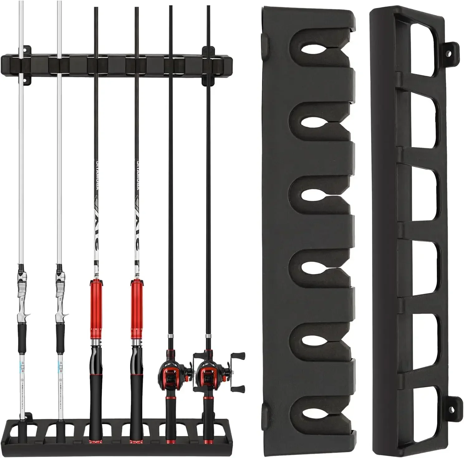Fishing Rod Holders 6-Rod Rack Vertical Pole Holder Wall Mount Modular Fishing Stand Pole For Garage Wall Space-Saving 4/2PCS