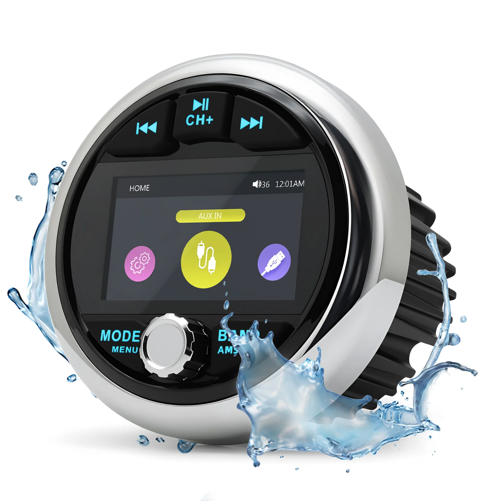 Boat Radio MP5 Waterproof Marine Stereo Source Media Player AM FM RDS Receiver Video Play Bluetooth-compatible AUX for ATV UTV