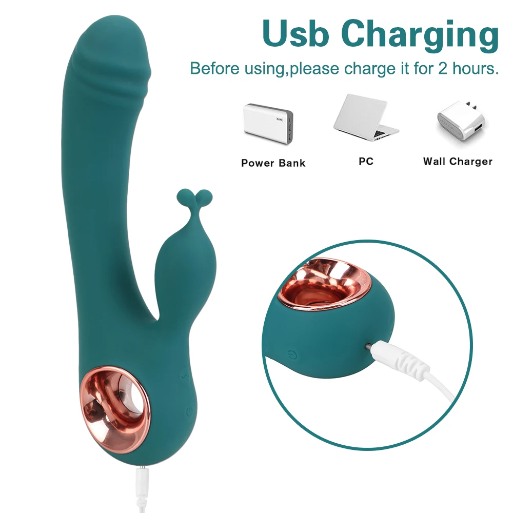 Consolador recargable por USB para mujer, vibrador de conejo, Juguetes sexuales, masajeador Vaginal y Anal, estimulación del clítoris del punto G,