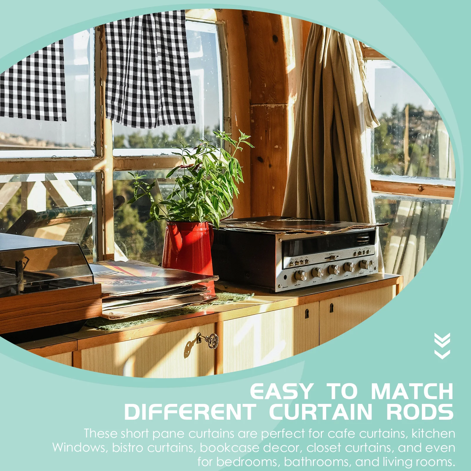 

2 Pcs Window Valance Black White Check Polyester Curtains Bathroom Buffalo Plaid Kitchen Valance Decor Living Room