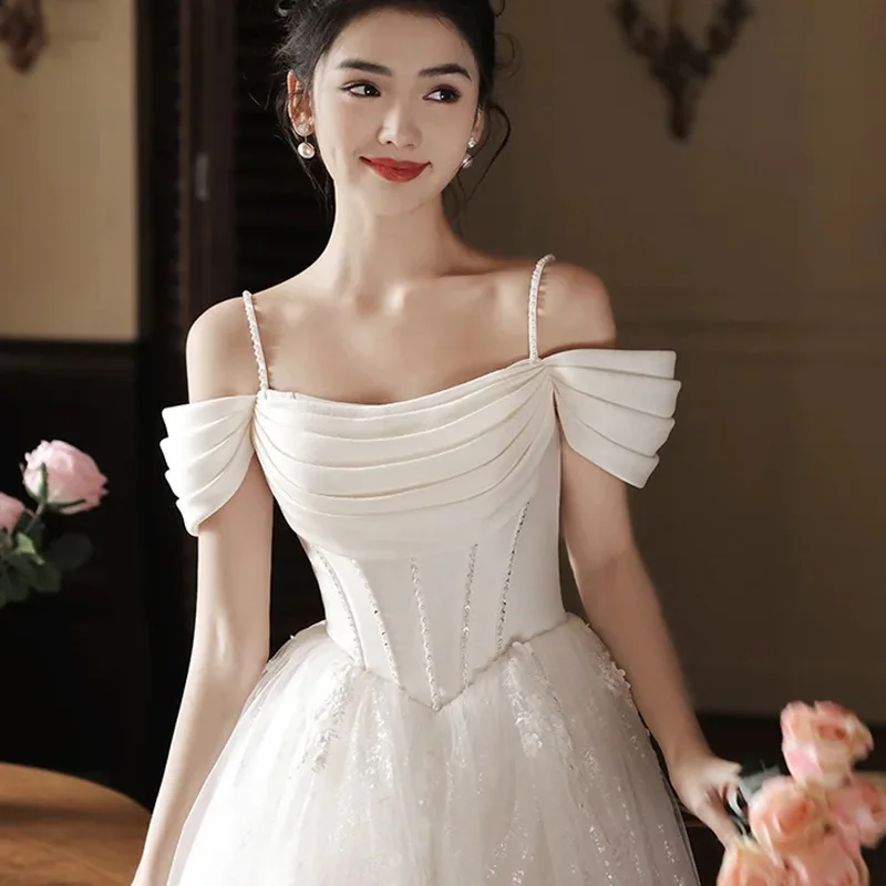 Wedding Dress 2024 New Bridal Small Trip Shoot Mori Light Certificate Registration Dinner Suit Welcome Yarn