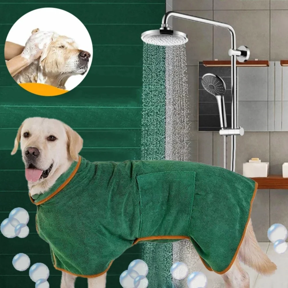 Soft Adjustable Pet Drying Coat Absorbent Bathrobe Towel Large Medium Small Dog Super Fast Drying Moisture Bath Bags Robe