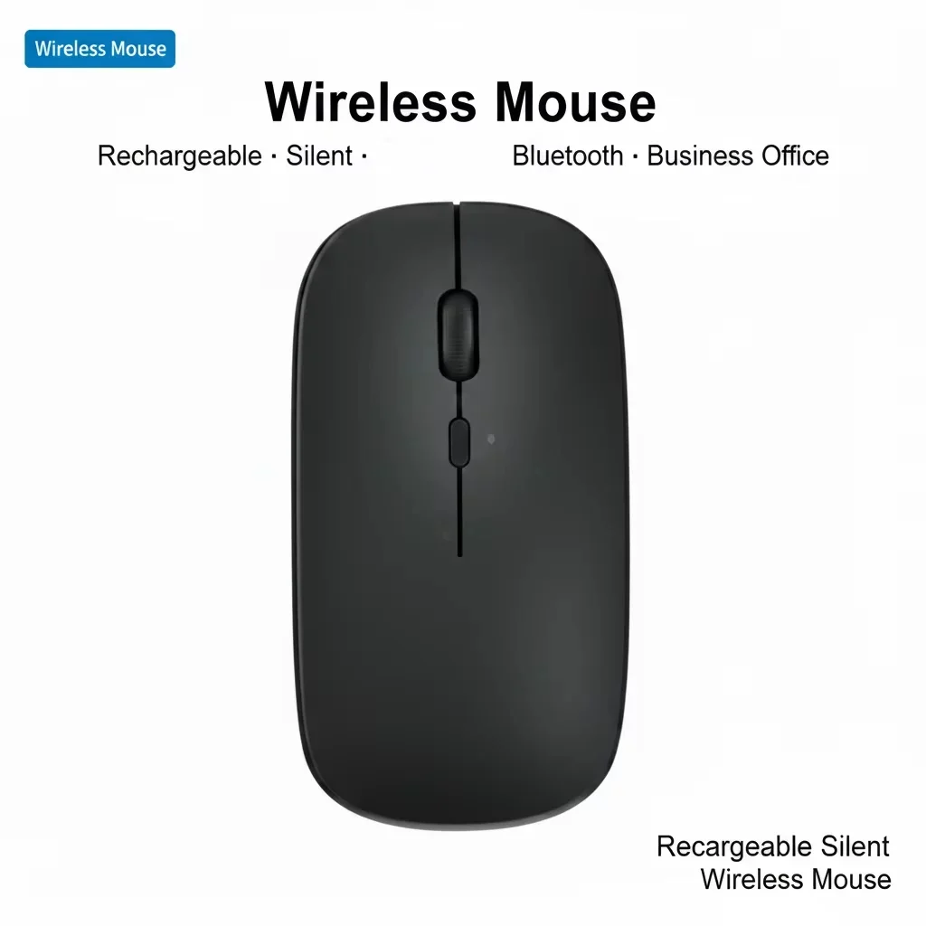 Bluetooth Wireless Silent Click Mouse Rechargeable Ergonomic Office Stylish Mouse For PC Computer Laptop Tablet Xiaomi/Apple