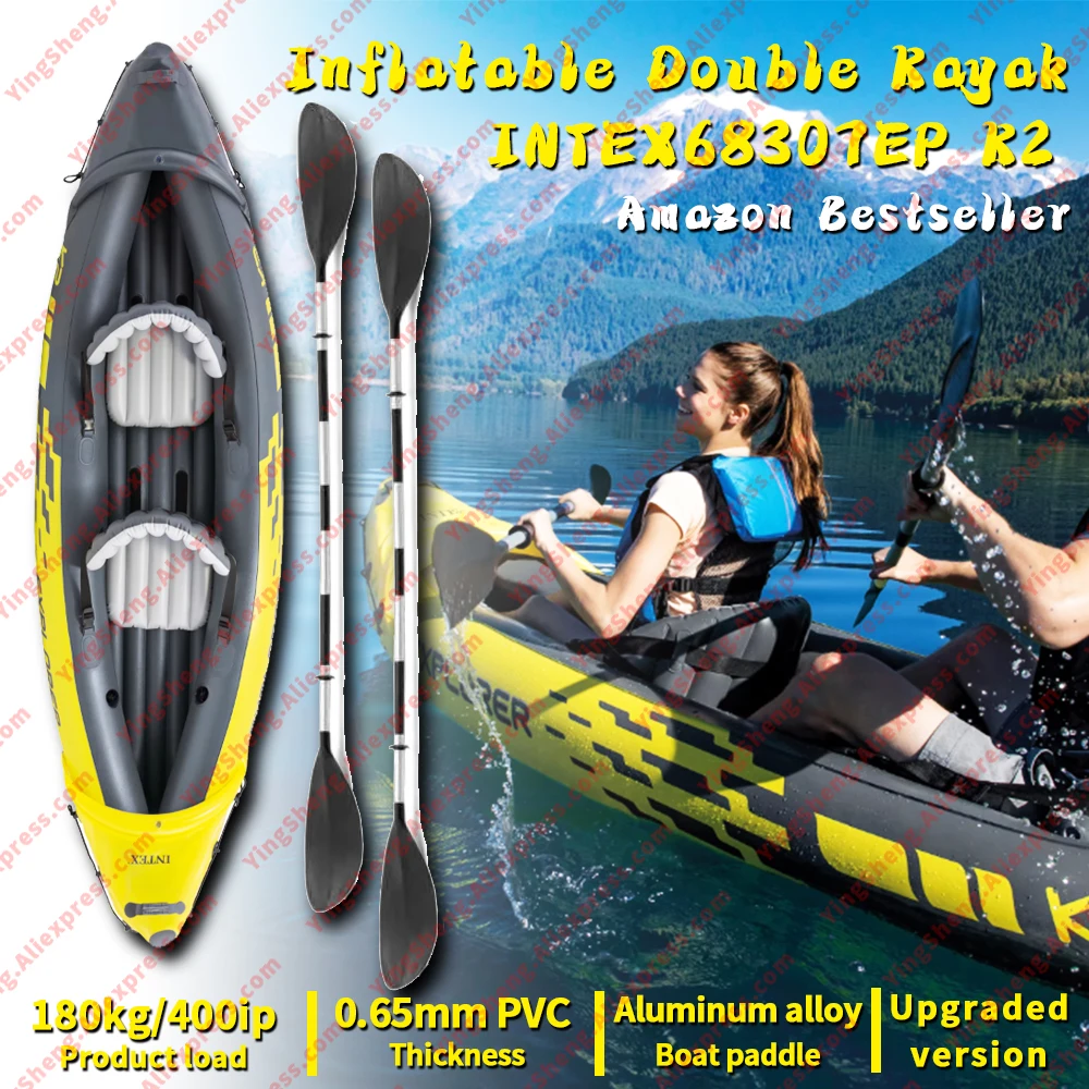 

PVC Thickened Inflatable Double Kayaker INTEX68307EP K2 Inflatable Dinghy Rafting Rafting Kayaker With Seat Outdoor Fishing Boat