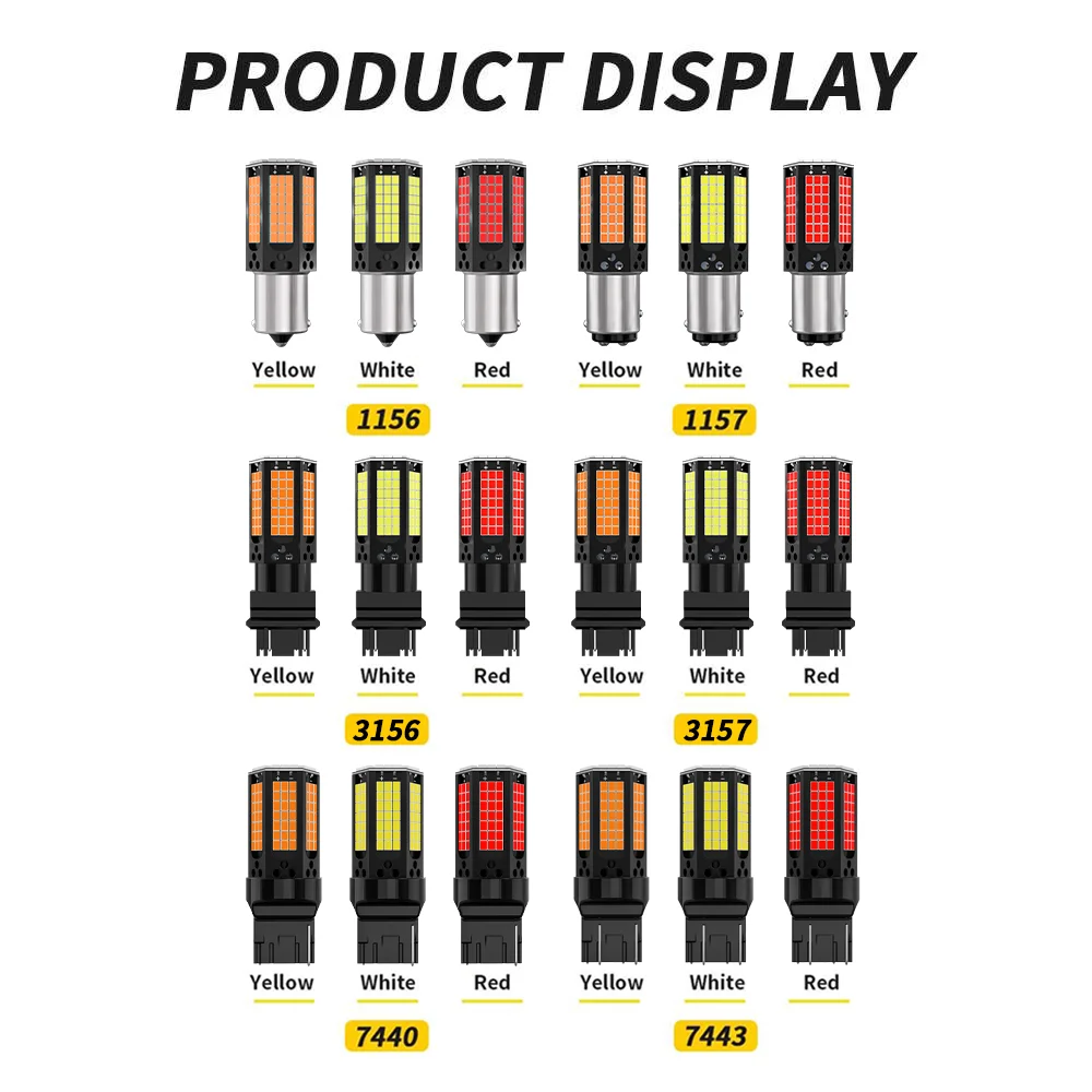 2ชิ้น CANbus 2016 156SMD 1156 BA15S P21W 1157 P21 BAY15D/5W 7440 W21W T20 3157 P27/7W ไฟ LED รถยนต์ถอยหลัง12V