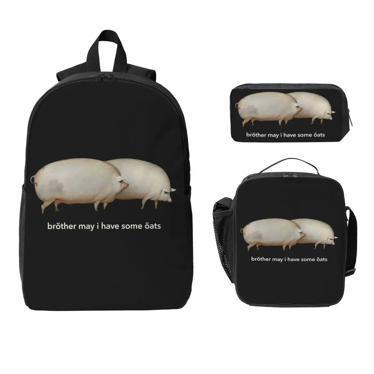 

Brother May I Have Some Oats, Classic Mem Backpack BookBag School Bag Laptop Shoulder Bags 3ps Insulated Lunch Bag Pencil Case