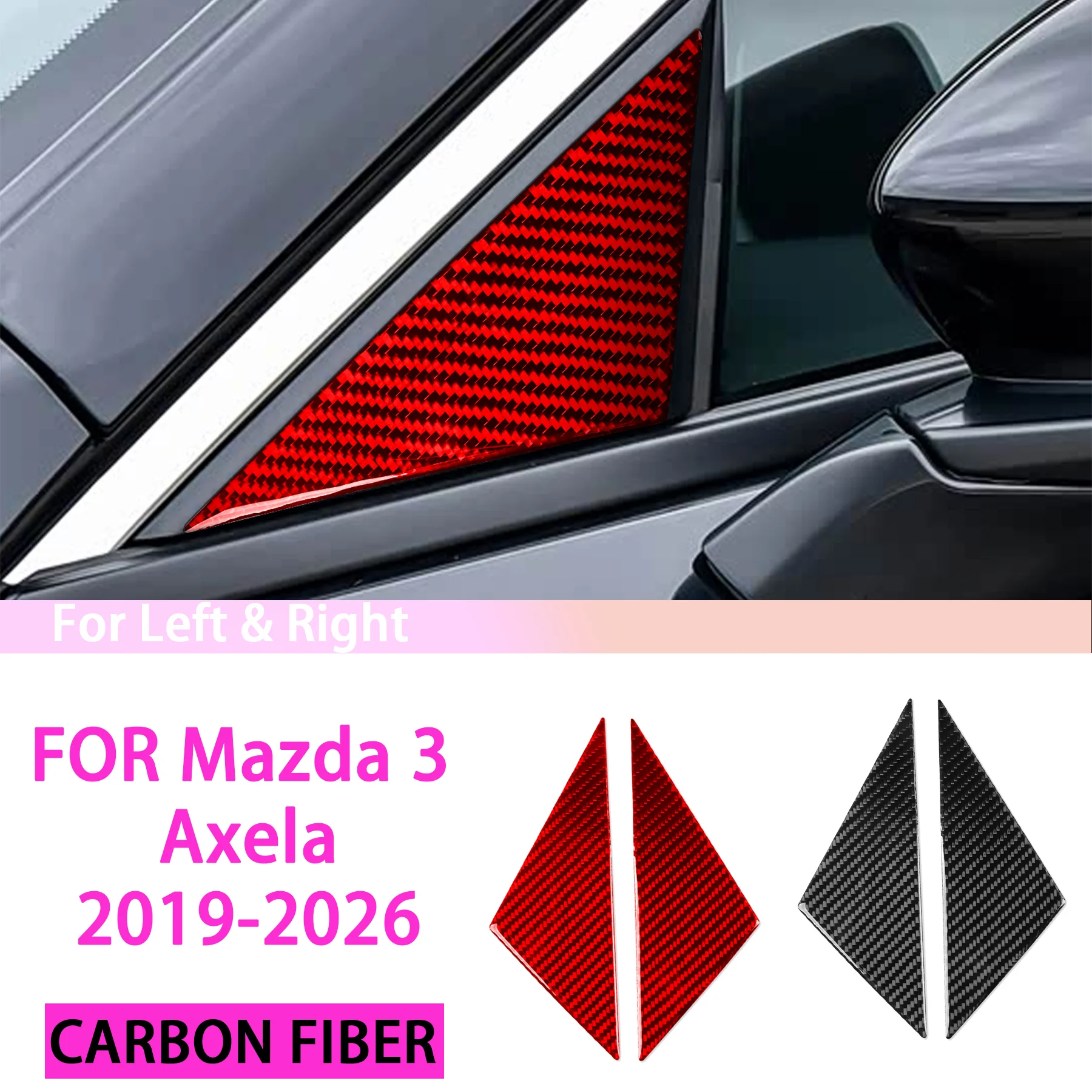 

Automotive Front Window A-pillar Triangular Panel Cover Interior Accessories FOR Mazda 3 Axela 2019-2026 Carbon Fiber Stickers