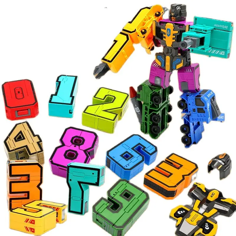 DIY Building Blocks Assembling Brick Transformation Number Deformation Robot Educational Toys Gifts For Children Kids Boy