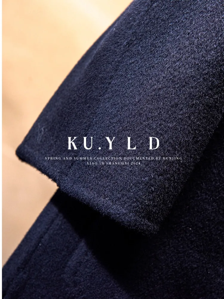 DFDG Dames 2025, herfst-winterontwerper, kasjmierwollen overjas, afslankende oversized trenchcoat met ronde hals en twee zakken